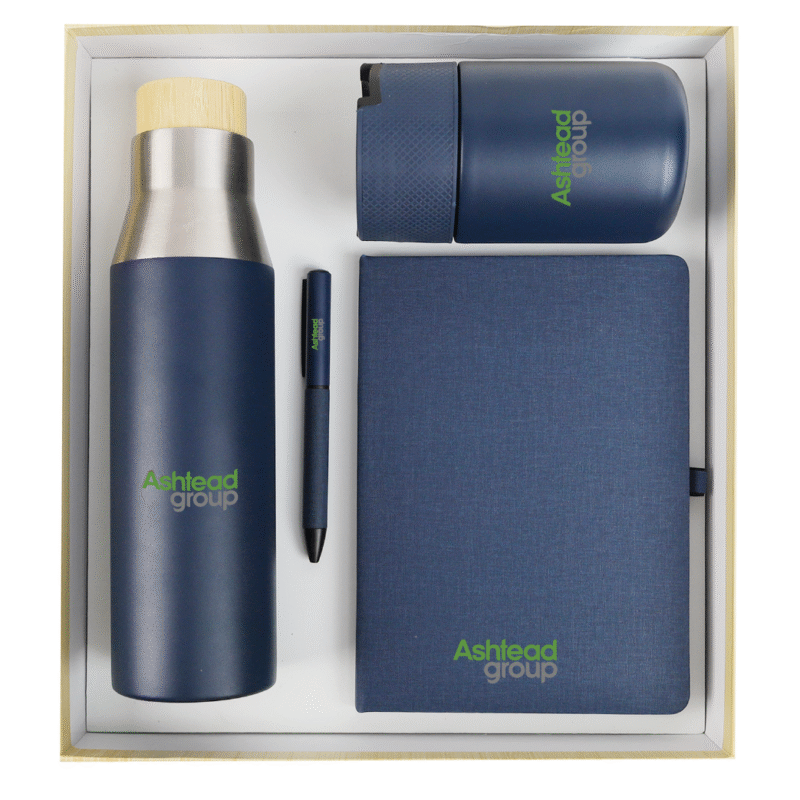 Cadeau staff welcome gift set with bottle, tumbler, pen, and notebook