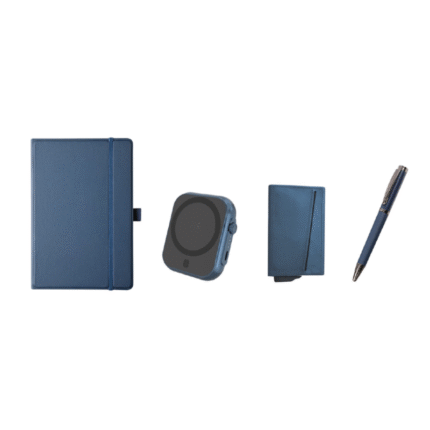 Entreprise 4-piece gift set with notebook, power bank, card holder, and pen